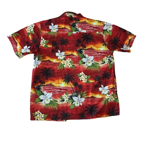Red Hawaiian Shirt with Floral Print - size XL - Picture 2 of 3